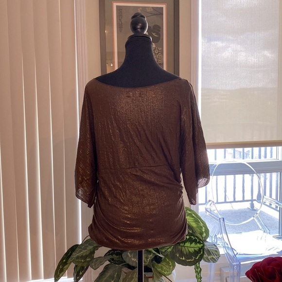 Y2K le Château  boat neck blouse, brown & gold threading, ruched sides & waist🤎 - Picture 7 of 9